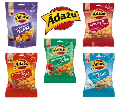 Ādažu Coated Peanuts Variety Snacks bacon and cheese, blue cheese, Mexican Salsa