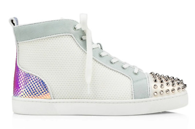 Christian Louboutin Lou Spikes Orlato Flat White Grey High  display picture 1