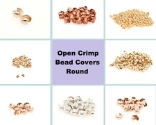 Open Crimp Bead Covers Round Jewelry Craft Making Sterling Silver Gold Copper