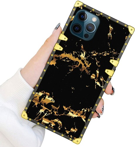 Iphone 12 Pro Max Case 5g 6 7 Inch Gold Black Marble Square Luxury Elegant Ebay