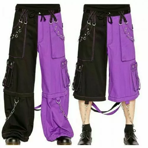 Men Bondage Trouser Punk Rock Transformer Purple Baggy Black Pant