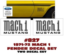 827 1971 1972 Mustang - Mach 1 Mustang - Fender Decal Set - Two Decals Licensed 827 1971 1972 Mustang - Mach 1 Mustang - Fender Decal Set - Two Decals Licensed