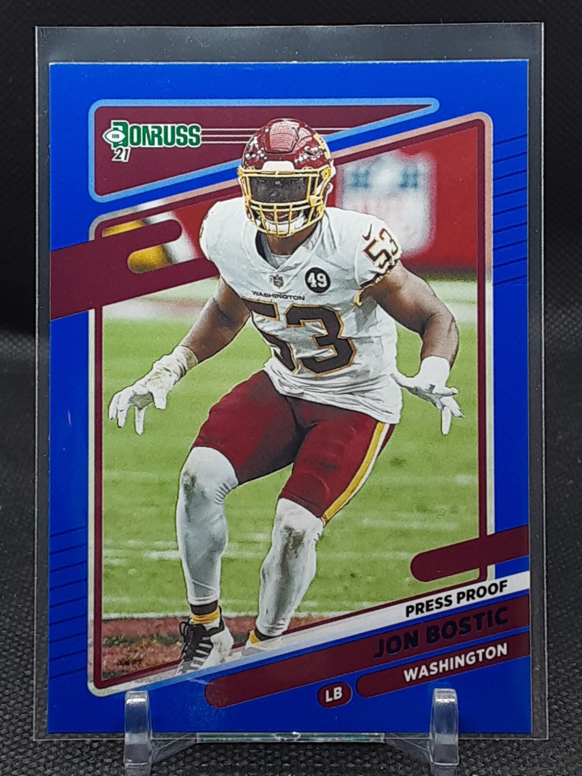 JON BOSTIC 2021 DONRUSS BLUE PRESS PROOF COMMANDERS G2
