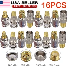 16Pcs BNC to SMA Type Male Female RF Connector Adapter Test Converter Kit US