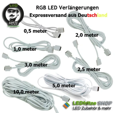 RGB LED Verlängerung - Kabel 0,3m, 0,5m, 1m, 1,5m, 2m, 2,5m, 3m, 5m, 10m 4 polig - Bild 1 von 4