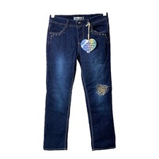 Girl's 14 X 26 Jeans Blue Heart Blue Denim Straight Leg Stretch