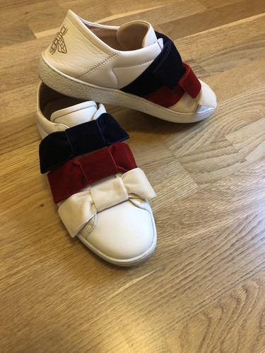 100% Original Gucci Ace leather Velvet Bow Sneaker 38,5 39 Schleife - Bild 6 von 7
