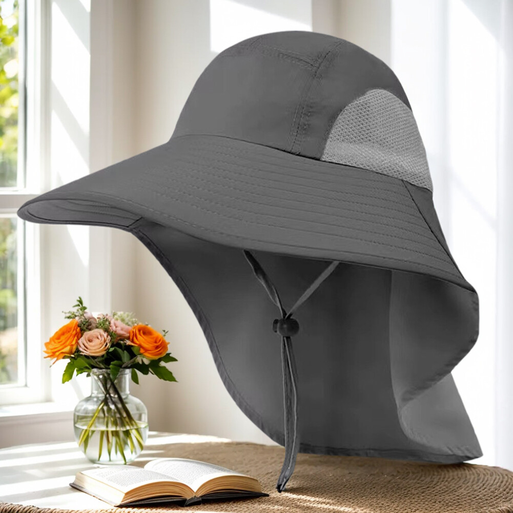 APL Cappello da Pesca Outdoor con Protezione Collo Cappello da Pesca in Rete per Escursionismo (Grigio Scuro)