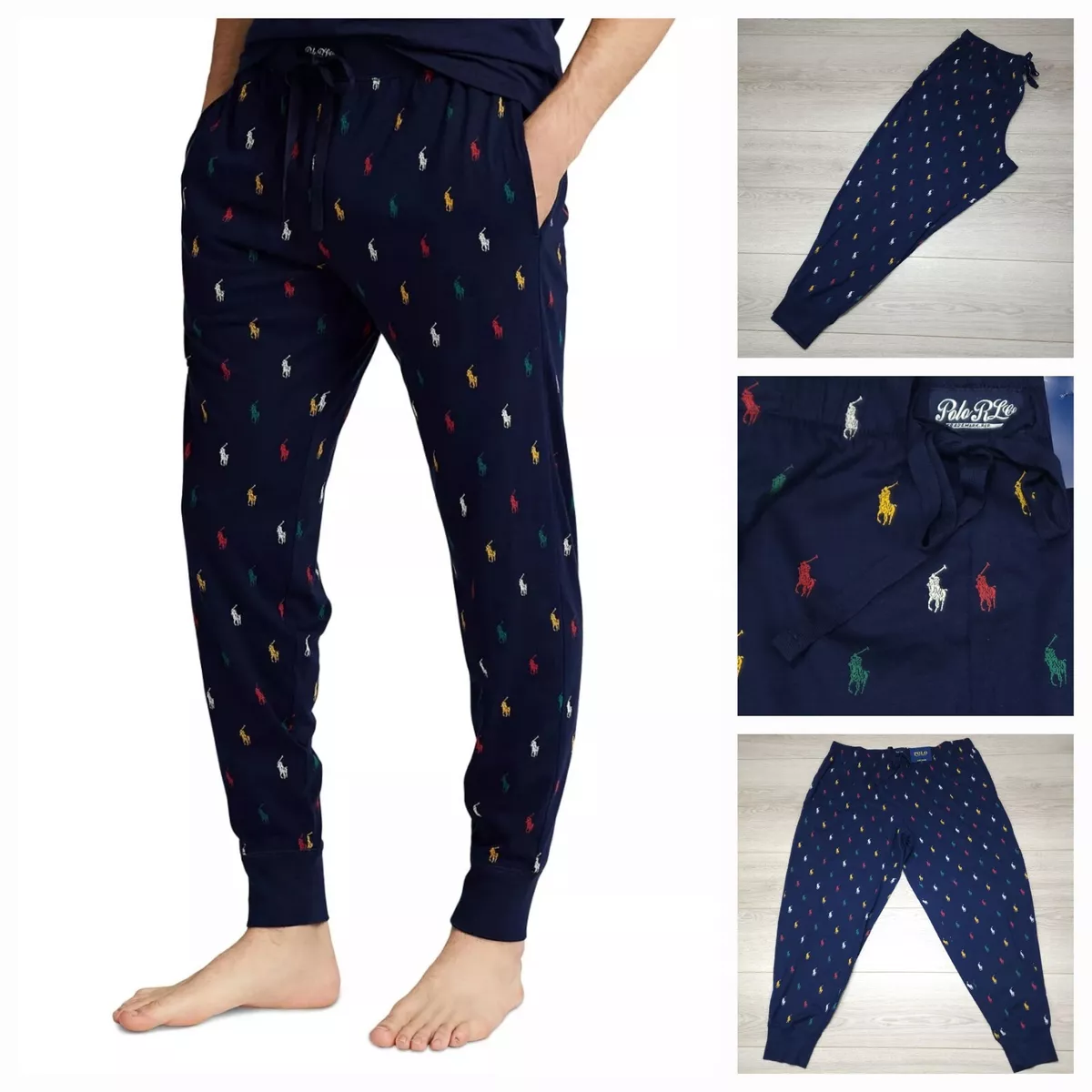 Polo Ralph Lauren Men's Big & Tall Allover Multicolor Pony Pajama Jogger  Pants