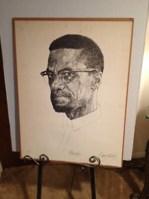 ''Malcolm X'' by Davie E. Smith Jr. Artist Limited Edition Black / White Print 