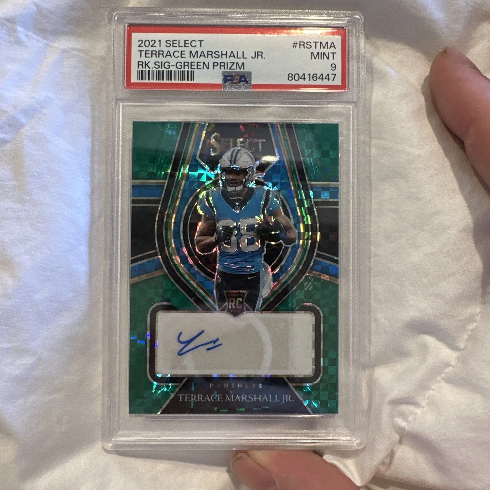 Terrace Marshall Jr. Panini Select Rookie Signatures #RSTMA Green Prizm