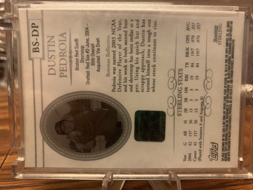 2005 Bowman Sterling #BS-DP Dustin Pedroia (RC) maglia automatica Red Sox - Foto 2 di 2