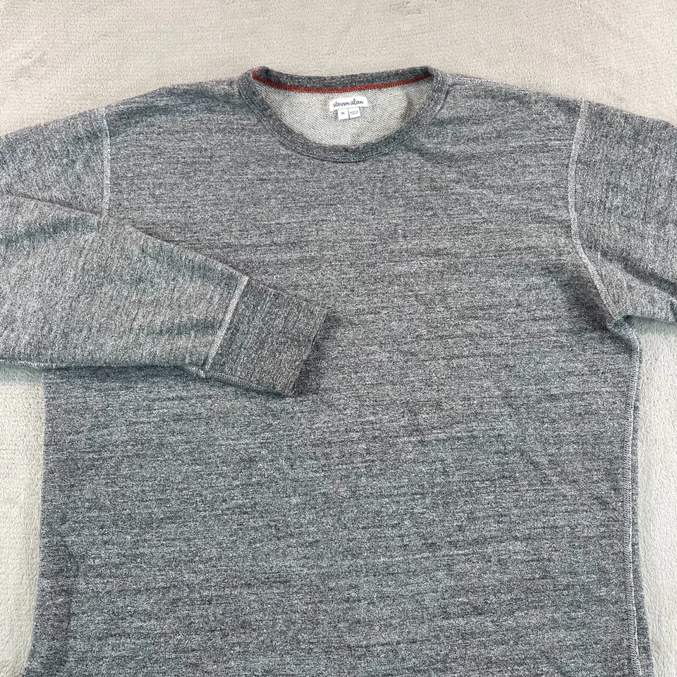 Steven Alan Sudadera Cuello Redondo Hombres XL Gris Jaspeado Diseñador Manga Larga $235 Foto 3 de 4