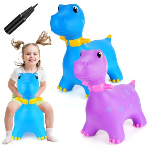 2 Pcs Dinosaur Bouncy Hopper Inflatable Ride on Bouncing Dinosaur Animal Jump... - Picture 1 of 7
