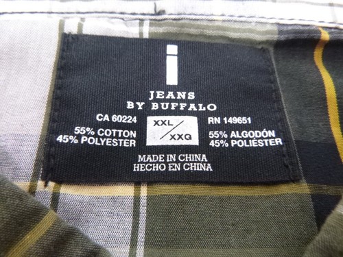 Buffalo-Mens Long Sleeve Button Down Shirt-2XL XXL Slim-Green Plaid-Casual - Picture 9 of 10