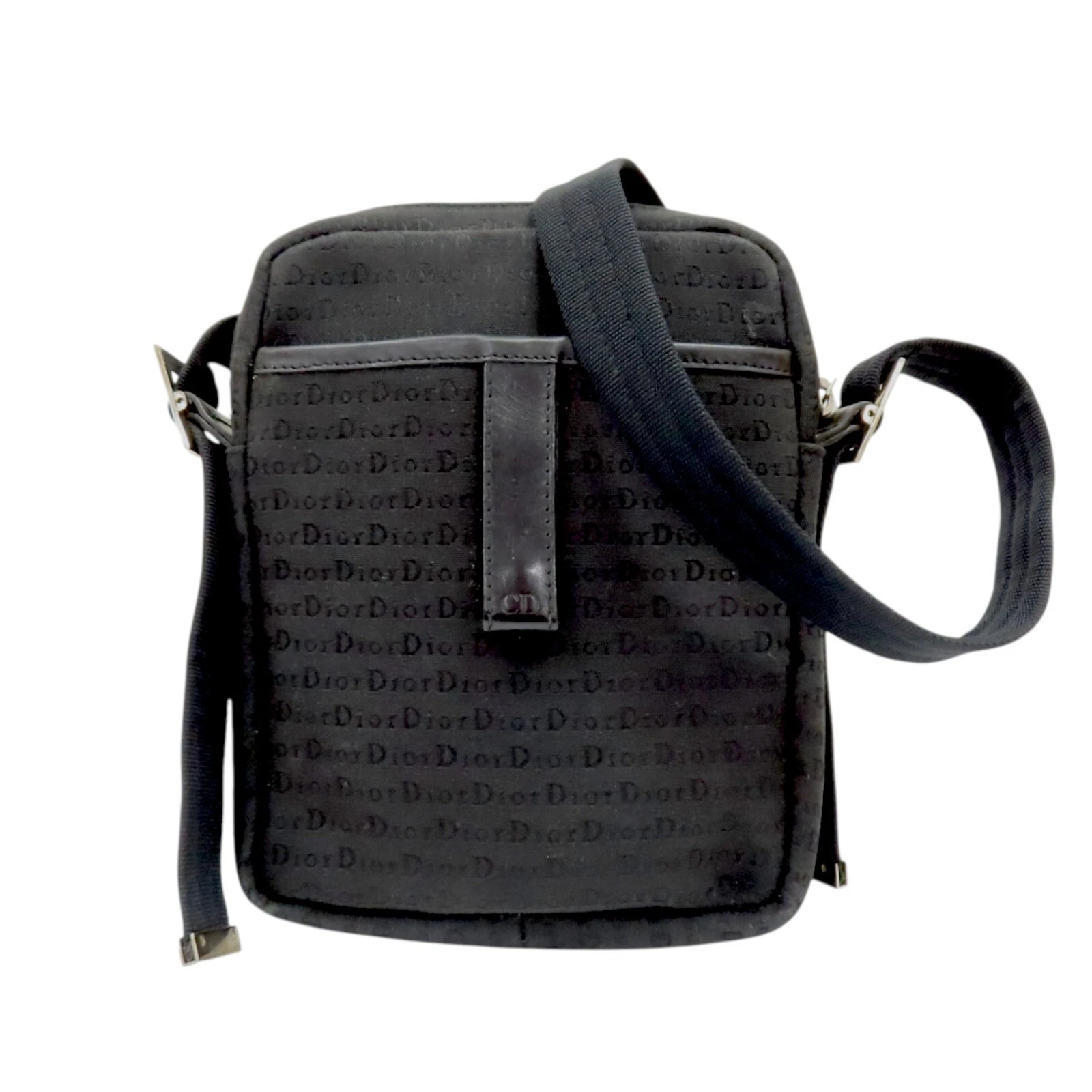 Sac à bandoulière toile noir imprimé logo DIOR