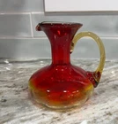 Vintage Blenko Hand Blown Amberina Glass Pitcher MCM