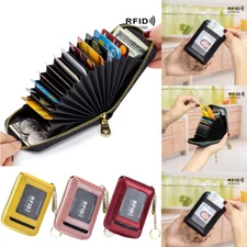 Women's RFID Blocking Card Bag Leather Mini Wallet Multi-slot Credit Card Purse