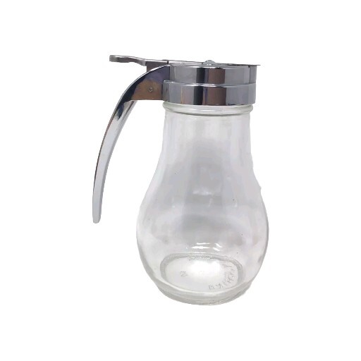Vintage Glass Metal Lid Handle Maple Syrup or Sugar Dispenser 6