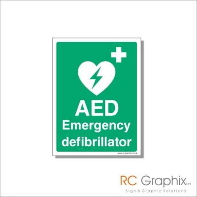RC GRAPHIX LTD AED Emergency Defibrillator Defib Sticker Sign