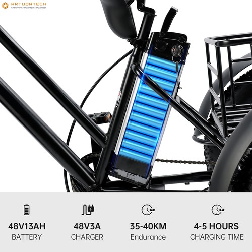 500W 48V 13A Electric Snow Tricycle 3 wheel e-bike 4.0 Fat Tire Tricycle B9 US - Picture 14 of 24