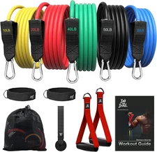 125-150lbs 11PCS Resistance Band Set Yoga Pilates Ankle Straps for Strength Yoga
