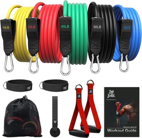 11PCS Resistance Band Set Yoga Pilates ABS Exercise Fitness Tube Workout Bands - Afbeelding 1 van 13