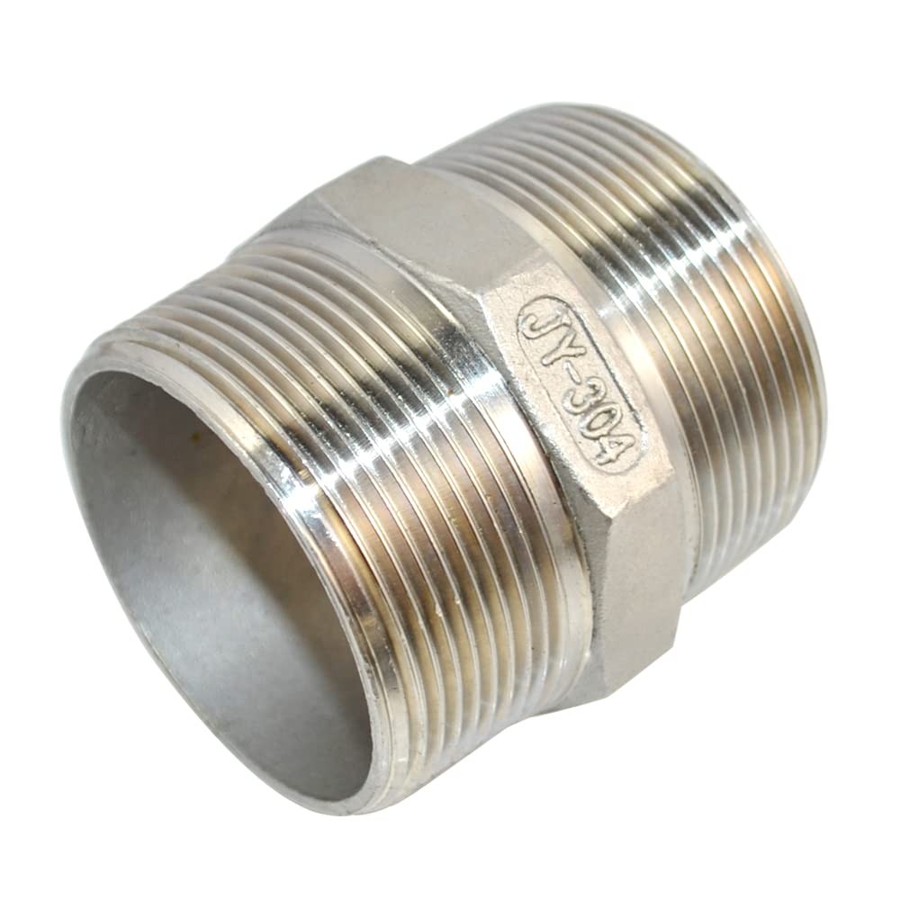 2" x 2" NPT Male Threaded Hex Nipple,Stainless Steel 304 Quick Coupler Pipe Fitt