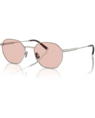 Brunello Cucinelli Sechseckige Titan Sonnenbrille Silber Rosa UV-Gläser