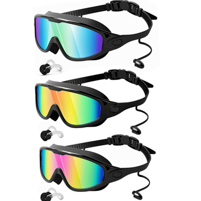 GMOX 3 Pack Adult Swim Goggles, Wide View UV400 Protection Anti Fog