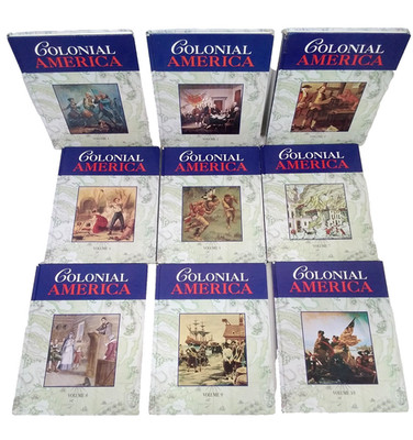 Colonial America Grolier Set Vol. 1-5 & 7-10 (Missing #6) HCs, Illustrations   