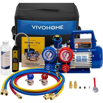 VIVOHOME HVAC Vakuumpumpe Set 4 CFM Einstufig Klimaanlage Kfz Befüllung VH1856