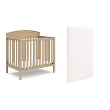 Graco Benton 4-in-1 Convertible Mini Crib Driftwood with Bonus Mattress