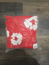 Red Cotton Denim Tear Hoodie Medium