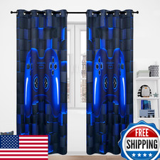 PERFEMET Gamer Kids Curtains for Bedroom 2 Panels-Black Blue Video Game Console