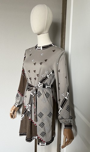 70er Vintage Paganne von Gene Berk geometrisch Mod Op Art selten Etui Stretch Kleid Gr. 8 - Bild 10 von 21