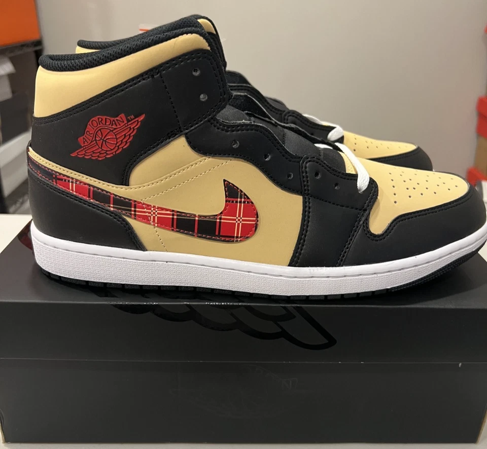 Size 13 - Men's Jordan 1 Mid SE Tartan Swoosh DZ5329-001 NIB - Image 3 of 4