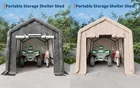 Outdoor Portable Storage Shelter Shed 7x15 ft Carport Tent with Roll-Up Door