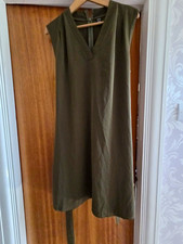 SHEIN Green V-Neck Sleeveless Belted A-Line Knee Length Dress Regular XL
