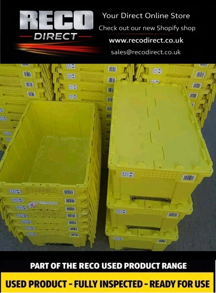 5 x EXTRA LARGE USED YELLOW TOTE BOX / ALC CRATE 700x430x300mm STORAGE 80L - Image 4 of 4