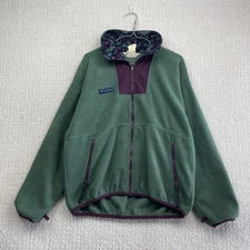 Vintage Columbia Polar Fleece Zip Up Jacket Mens Forest Green / Purple Read