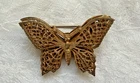 Vintage Miriam Haskell Pin Brooch Butterfly Filigree Layered Signed Gold Toned
