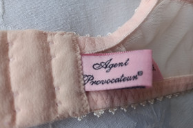 AGENT PROVOCATEUR Pink Black Lace & Ribbons Open Cup Balconette Bra size 34C
