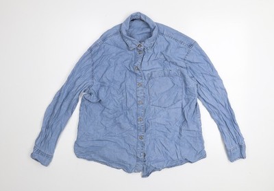 Dunnes Stores Herren blau Lyocell Denim Knopfleiste Hemd Medium