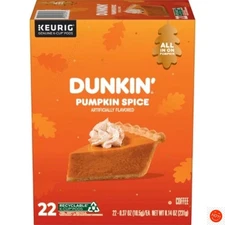 Dunkin' Pumpkin Spice Flavored Medium Roast Coffee Keurig K-Cup Pods - 22ct