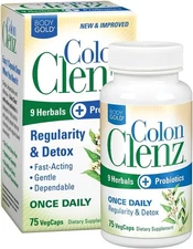 Body Gold Colon Clenz Regularity & Detox Formula | Once 75 Count (Pack of 1) 