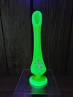 VTG Fenton URANIUM Daisy Custard SATIN Hand Painted Floral BUD Vase SIGNED