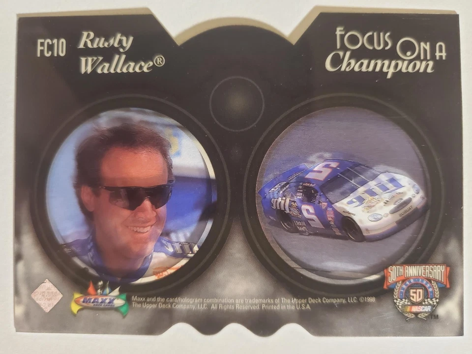 1998 Maxx Rusty Wallace #FC10 Focus on a Champion Die Cut - Image 2 of 2