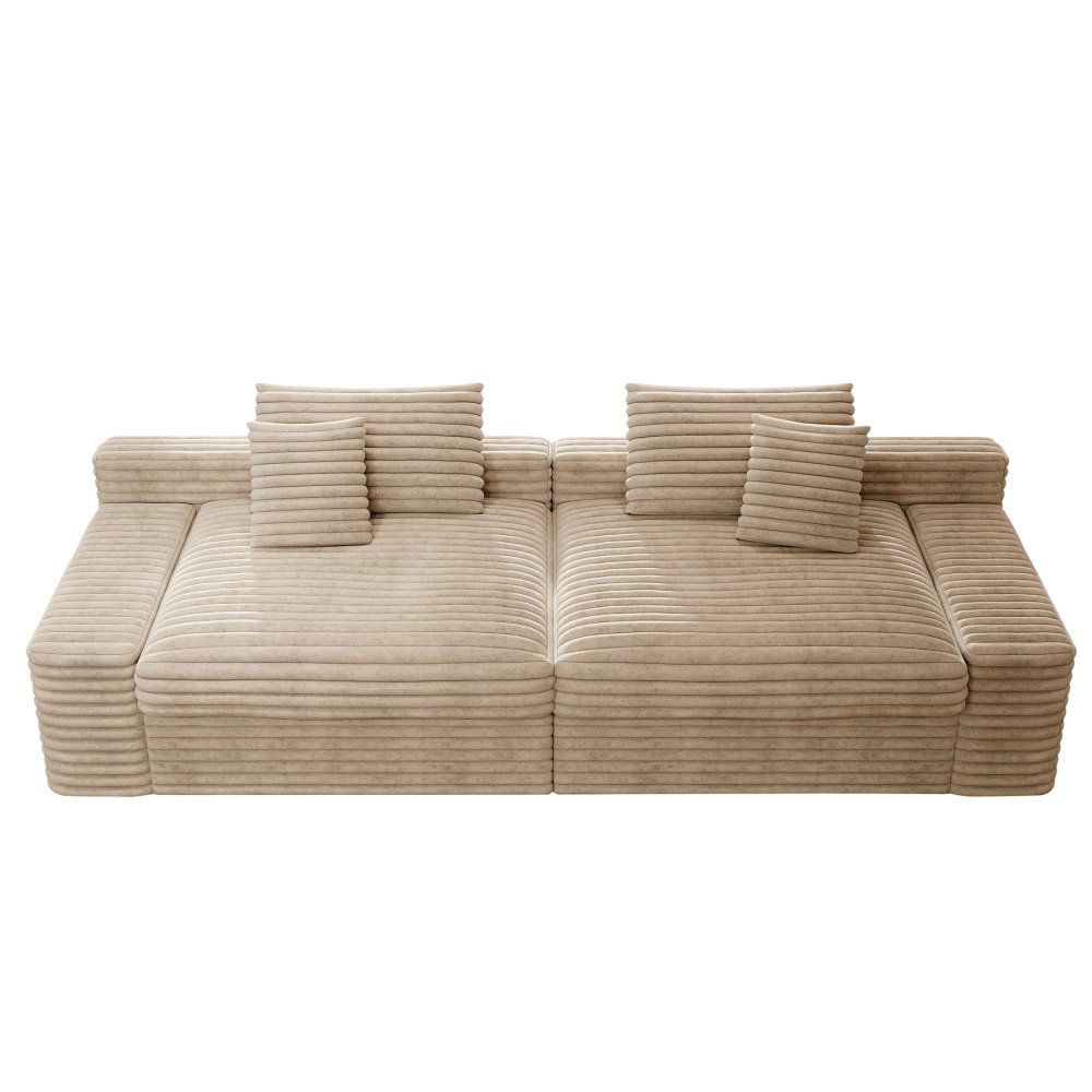 Beige 118.1*47.2" Modular Sectional Sofa Seat, Compressed Couch, 2PC Combination
