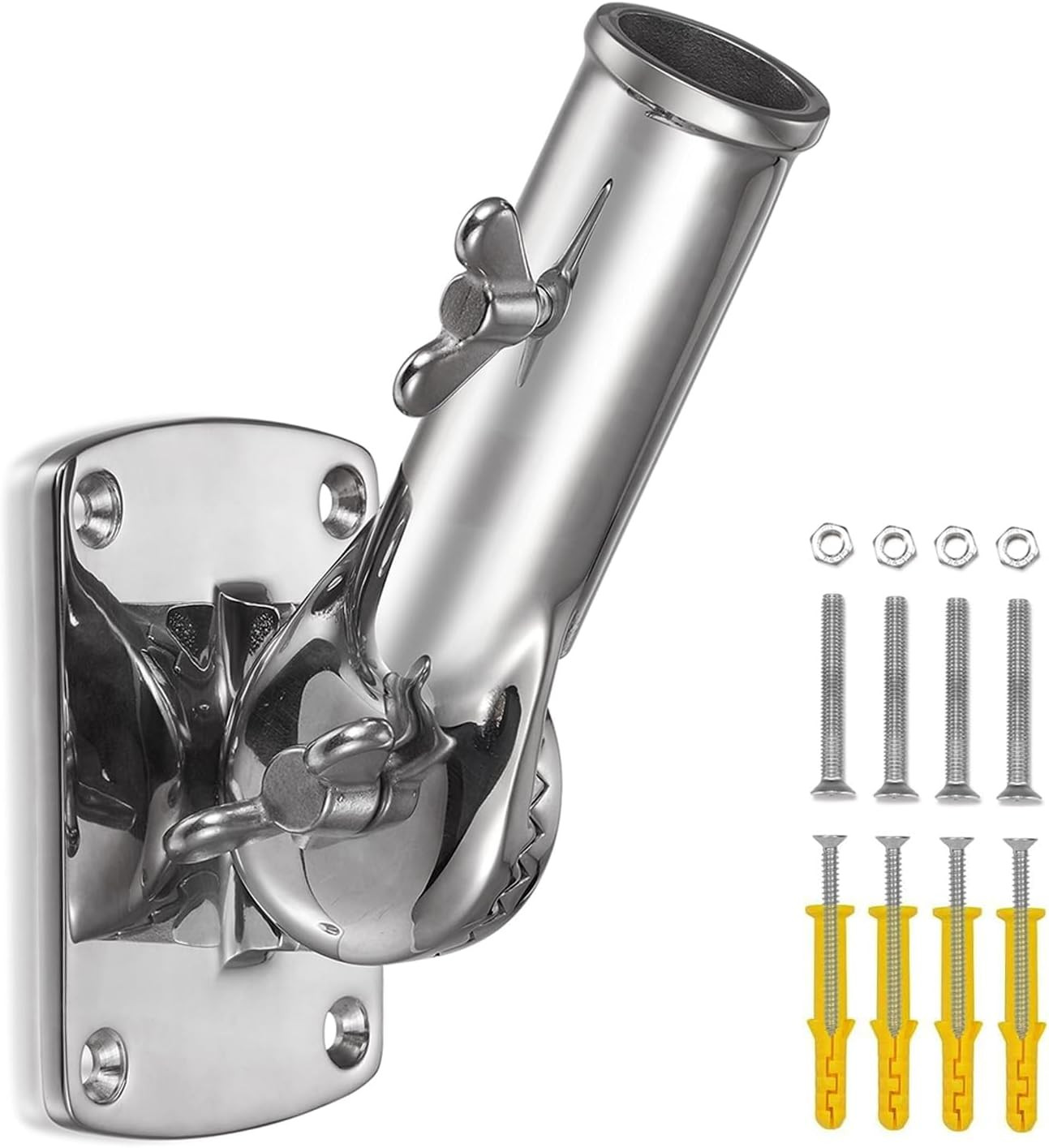 Heavy-Duty 180° Adjustable Flag Pole Bracket Mount, 316 Stainless Steel